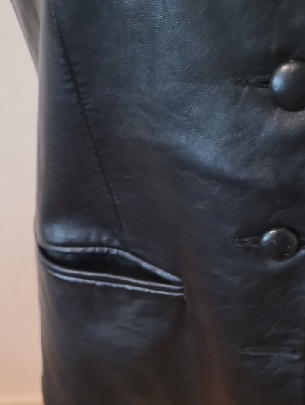 Black Leather Blazer Vest - Tailored Women's 100% Leather - Picture 4 of 11